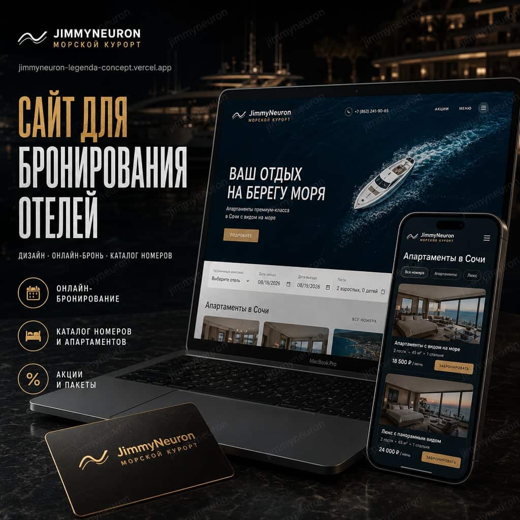 JimmyNeuron морской курорт - концепт hospitality-сайта